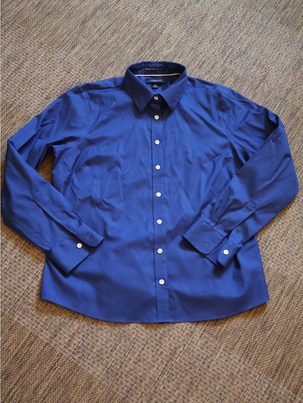 Lands' End No Iron Pinpoint Button-Down Shirt in Royal Blue